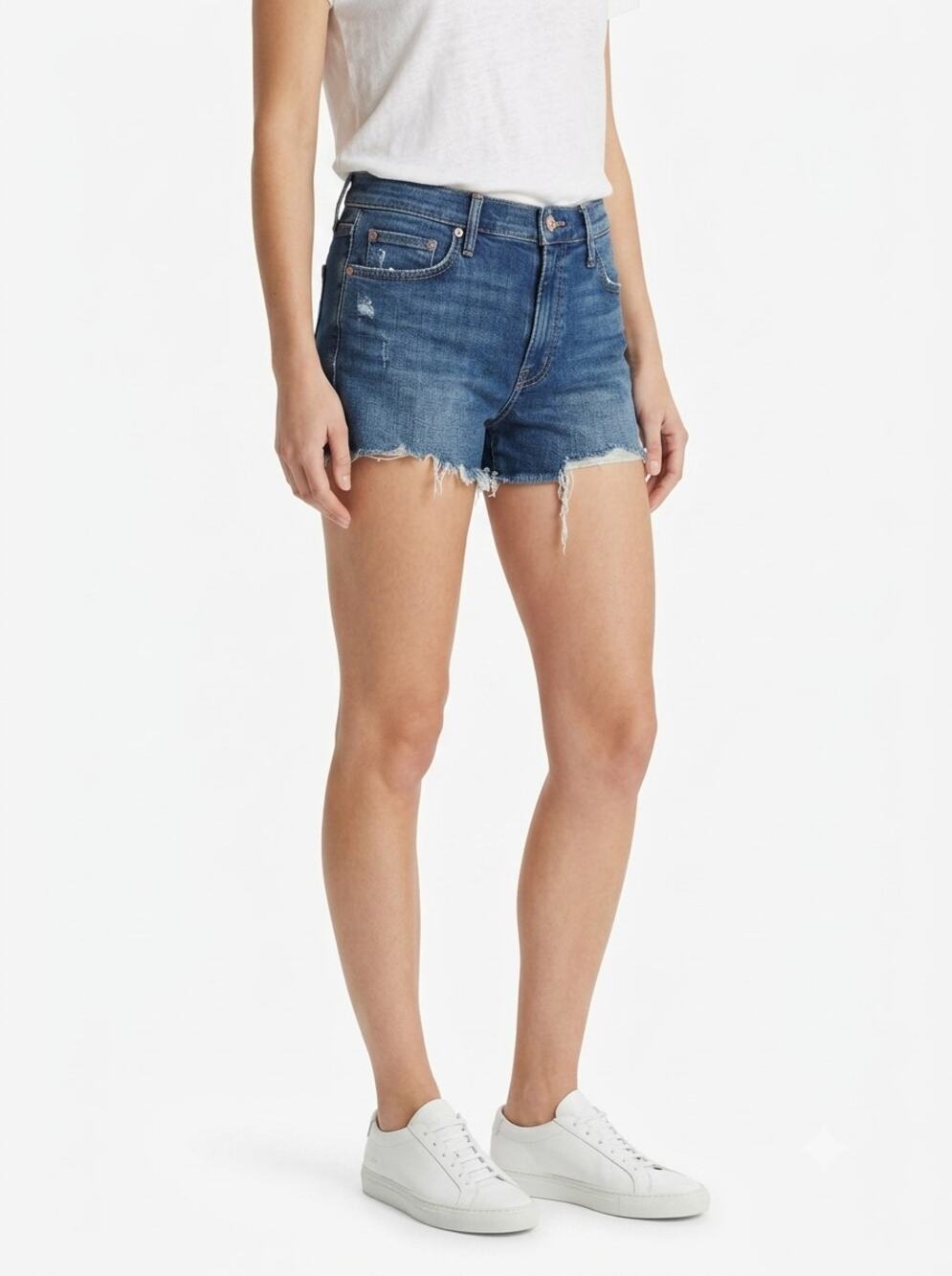 Mother The Charmer Fray Jean Shorts Womens 27 Girl Crush Cut Off Denim Mid Rise